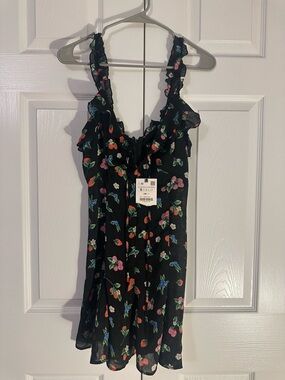 Zara Black Floral Mini Dress with Multicolor Prints